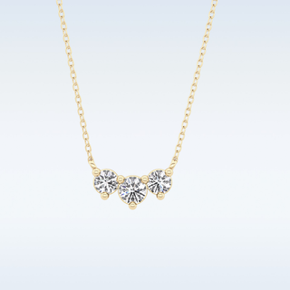 3 Stones Moissanite Necklace – 0.35 CT Round Cut in 14K/18K Gold