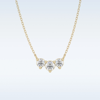 3 Stones Moissanite Necklace – 0.35 CT Round Cut in 14K/18K Gold