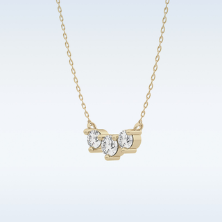 3 Stones Moissanite Necklace – 0.35 CT Round Cut in 14K/18K Gold