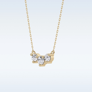 3 Stones Moissanite Necklace – 0.35 CT Round Cut in 14K/18K Gold