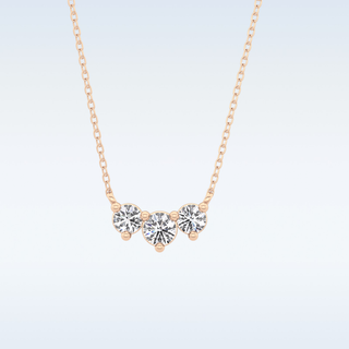 3 Stones Moissanite Necklace – 0.35 CT Round Cut in 14K/18K Gold