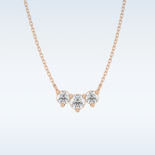 3 Stones Moissanite Necklace – 0.35 CT Round Cut in 14K/18K Gold