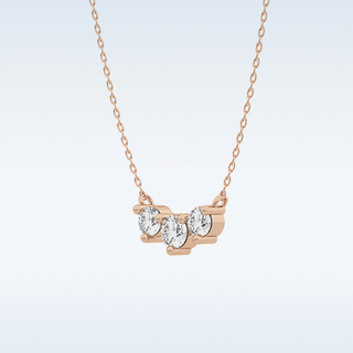 3 Stones Moissanite Necklace – 0.35 CT Round Cut in 14K/18K Gold
