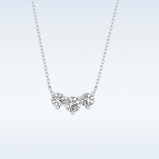 3 Stones Moissanite Necklace – 0.35 CT Round Cut in 14K/18K Gold