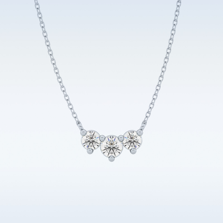 3 Stones Moissanite Necklace – 0.35 CT Round Cut in 14K/18K Gold