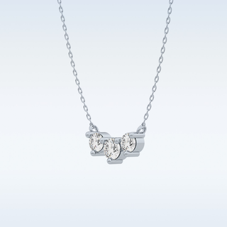 3 Stones Moissanite Necklace – 0.35 CT Round Cut in 14K/18K Gold