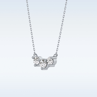 3 Stones Moissanite Necklace – 0.35 CT Round Cut in 14K/18K Gold
