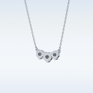 3 Stones Moissanite Necklace – 0.35 CT Round Cut in 14K/18K Gold