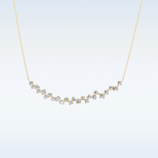 Cluster Moissanite Necklace – 0.65 CT Round Cut in 14K/18K Gold