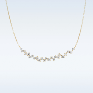 Cluster Moissanite Necklace – 0.65 CT Round Cut in 14K/18K Gold