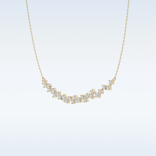 Cluster Moissanite Necklace – 0.65 CT Round Cut in 14K/18K Gold