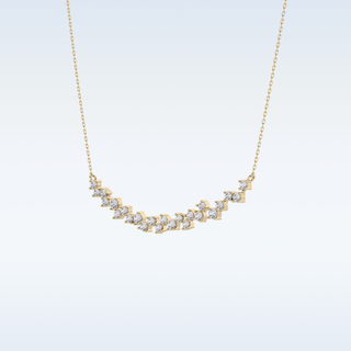 Cluster Moissanite Necklace – 0.65 CT Round Cut in 14K/18K Gold