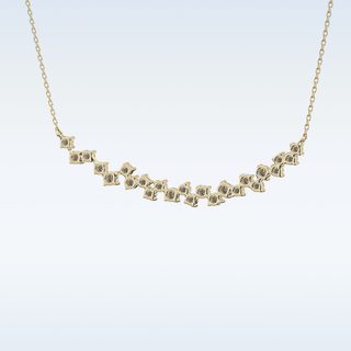 Cluster Moissanite Necklace – 0.65 CT Round Cut in 14K/18K Gold