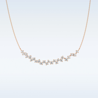 Cluster Moissanite Necklace – 0.65 CT Round Cut in 14K/18K Gold