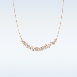 Cluster Moissanite Necklace – 0.65 CT Round Cut in 14K/18K Gold
