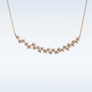 Cluster Moissanite Necklace – 0.65 CT Round Cut in 14K/18K Gold