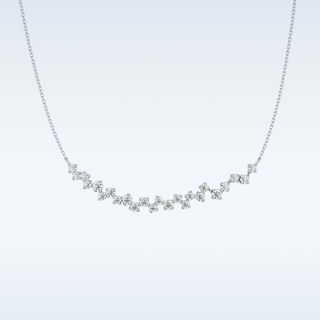 Cluster Moissanite Necklace – 0.65 CT Round Cut in 14K/18K Gold