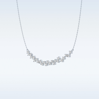 Cluster Moissanite Necklace – 0.65 CT Round Cut in 14K/18K Gold