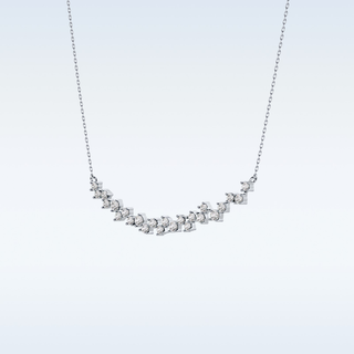 Cluster Moissanite Necklace – 0.65 CT Round Cut in 14K/18K Gold