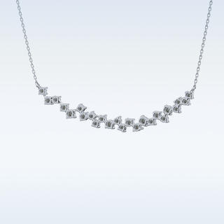 Cluster Moissanite Necklace – 0.65 CT Round Cut in 14K/18K Gold