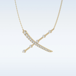 X Shaped Moissanite Necklace – 0.34 CT Round Cut in 14K/18K Gold