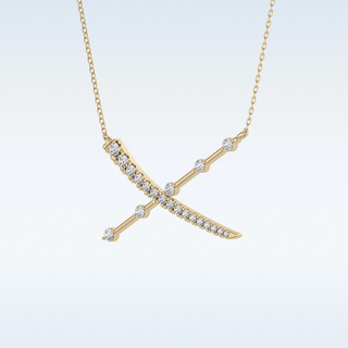 X Shaped Moissanite Necklace – 0.34 CT Round Cut in 14K/18K Gold