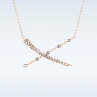 X Shaped Moissanite Necklace – 0.34 CT Round Cut in 14K/18K Gold