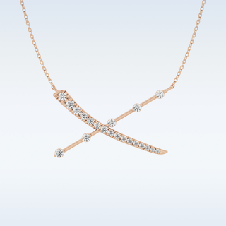 X Shaped Moissanite Necklace – 0.34 CT Round Cut in 14K/18K Gold