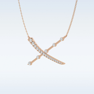X Shaped Moissanite Necklace – 0.34 CT Round Cut in 14K/18K Gold