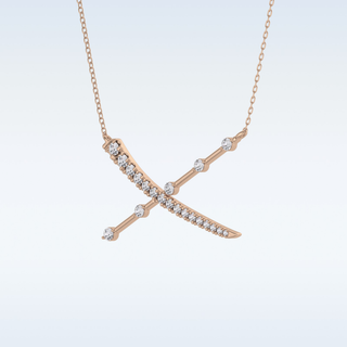X Shaped Moissanite Necklace – 0.34 CT Round Cut in 14K/18K Gold