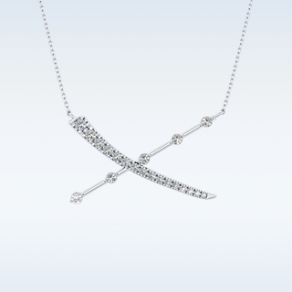 X Shaped Moissanite Necklace – 0.34 CT Round Cut in 14K/18K Gold