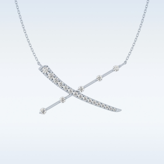 X Shaped Moissanite Necklace – 0.34 CT Round Cut in 14K/18K Gold
