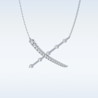 X Shaped Moissanite Necklace – 0.34 CT Round Cut in 14K/18K Gold