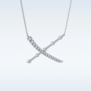 X Shaped Moissanite Necklace – 0.34 CT Round Cut in 14K/18K Gold