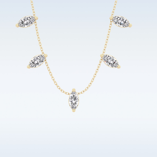 Marquise Shaped Moissanite Necklace – 0.88 CT Round Cut in 14K/18K Gold