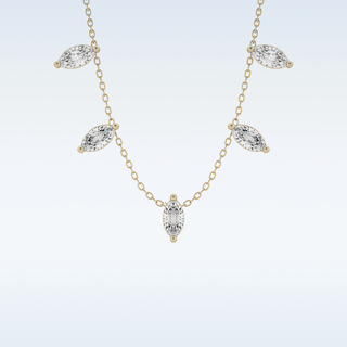 Marquise Shaped Moissanite Necklace – 0.88 CT Round Cut in 14K/18K Gold