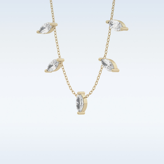 Marquise Shaped Moissanite Necklace – 0.88 CT Round Cut in 14K/18K Gold