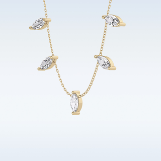 Marquise Shaped Moissanite Necklace – 0.88 CT Round Cut in 14K/18K Gold