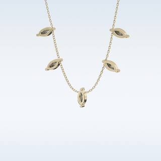 Marquise Shaped Moissanite Necklace – 0.88 CT Round Cut in 14K/18K Gold