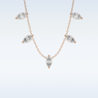 Marquise Shaped Moissanite Necklace – 0.88 CT Round Cut in 14K/18K Gold