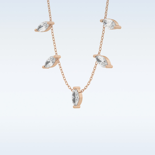 Marquise Shaped Moissanite Necklace – 0.88 CT Round Cut in 14K/18K Gold