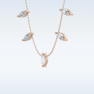 Marquise Shaped Moissanite Necklace – 0.88 CT Round Cut in 14K/18K Gold
