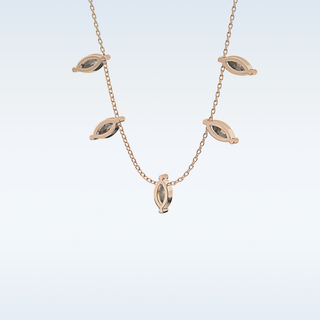 Marquise Shaped Moissanite Necklace – 0.88 CT Round Cut in 14K/18K Gold
