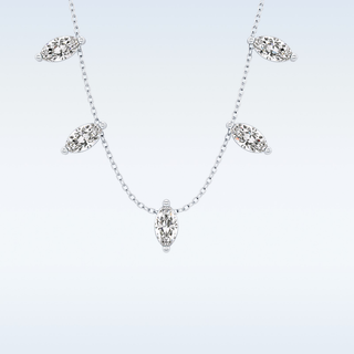 Marquise Shaped Moissanite Necklace – 0.88 CT Round Cut in 14K/18K Gold