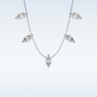Marquise Shaped Moissanite Necklace – 0.88 CT Round Cut in 14K/18K Gold