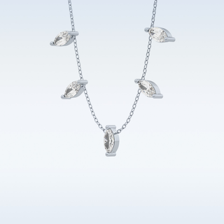 Marquise Shaped Moissanite Necklace – 0.88 CT Round Cut in 14K/18K Gold