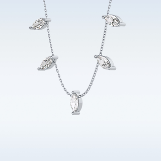 Marquise Shaped Moissanite Necklace – 0.88 CT Round Cut in 14K/18K Gold