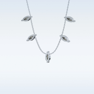 Marquise Shaped Moissanite Necklace – 0.88 CT Round Cut in 14K/18K Gold