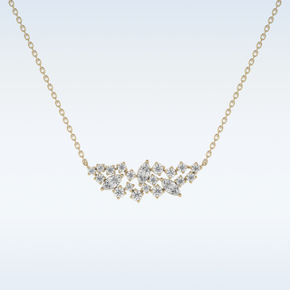 Round & Marquise Shaped Moissanite Necklace – 0.24 CT Round Cut in 14K/18K Gold