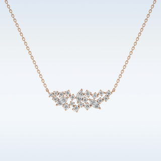 Round & Marquise Shaped Moissanite Necklace – 0.24 CT Round Cut in 14K/18K Gold